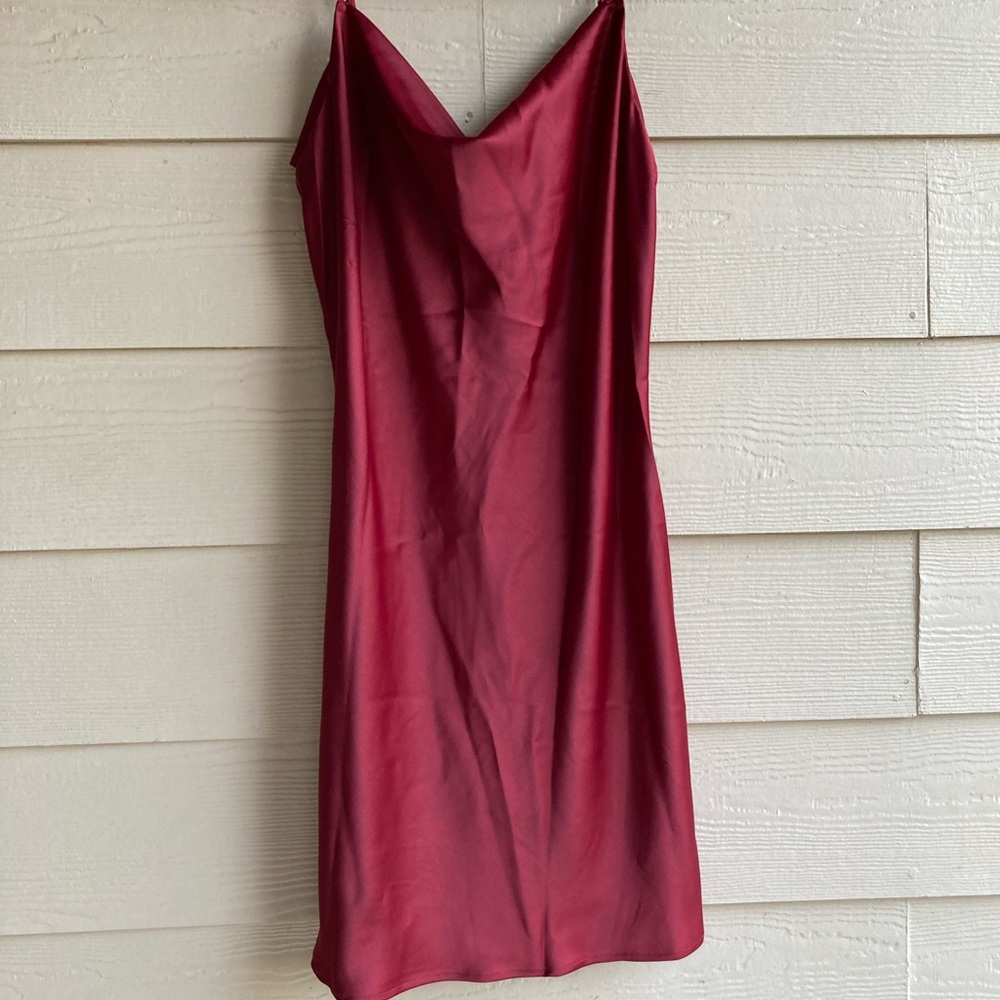Satin Mini Dress Cowl Neck Spaghetti Strap Sexy Bodycon Dresses